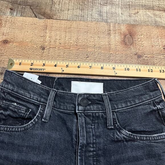 MOTHER Superior The Tomcat Hidden Button Fly Crop Straight Leg Jeans Black Sz 24 - Picture 5 of 8